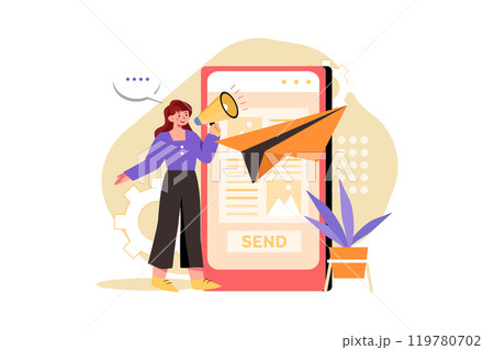 Email Email Marketing Illustration concept. Flat illustration isolated on white backgroundMarketing Illustration concept. Flat illustration isolated on white background 119780702