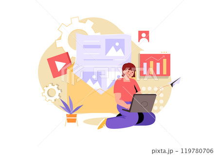Email Email Marketing Illustration concept. Flat illustration isolated on white backgroundMarketing Illustration concept. Flat illustration isolated on white background 119780706