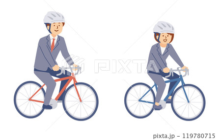 ロードバイクで通勤するビジネスマンのイラスト 119780715