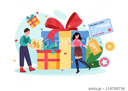 Customer Loyalty Illustration concept. Flat illustration isolated on white background Customer Loyalty Illustration concept. Flat illustration isolated on white background 119780736