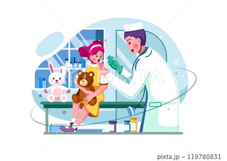 Kid checkup at children doctor Kid checkup at children doctor 119780831