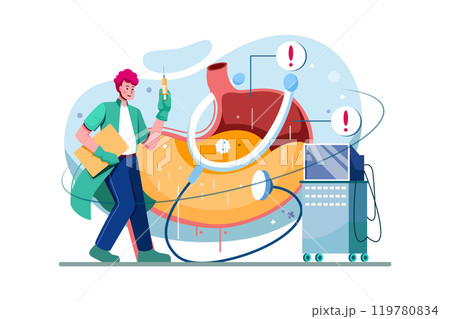 The doctor examines the disease and treats the stomach 119780834