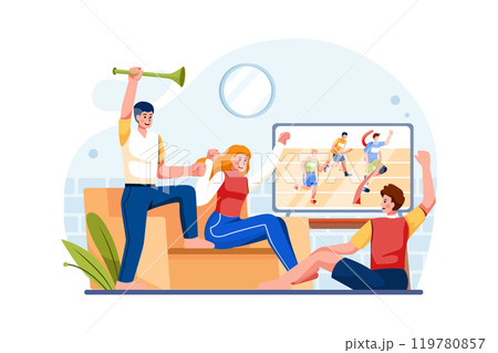 Supporter Watching Match On TV (3 characters) Supporter Watching Match On TV (3 characters) 119780857
