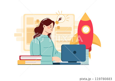 Business Person Working On Business Idea 119780883