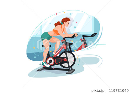 Woman doing cycling in the gym 119781049