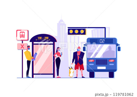 Social Distancing at the Bus Stop Social Distancing at the Bus Stop 119781062