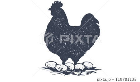 Chicken, hen with nest, eggs. Vintage retro print, chicken eggs sketch ink pencil style drawing, engrave old school. Sketch artwork silhouette chicken with nest, eggs. Vector Illustration Chicken, hen with nest, eggs. Vintage retro print, chicken eggs sketch ink pencil style drawing, engrave old school. Sketch artwork silhouette chicken with nest, eggs. Vector Illustration 119781138