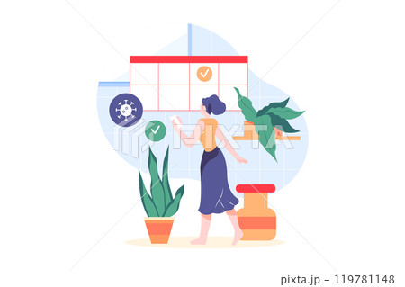 The girl checking for Covid-19 vaccination appointment 119781148