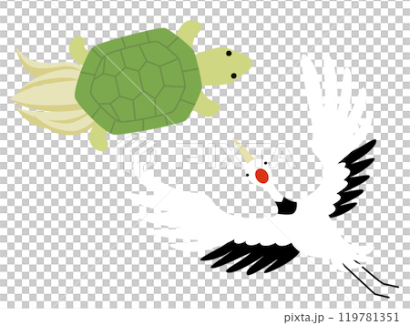 Simple illustration material of Japanese lucky charms, turtles and cranes Simple illustration material of Japanese lucky charms, turtles and cranes 119781351