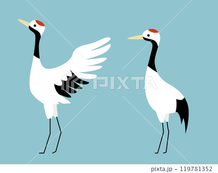 横向きの鶴のシンプルなイラスト素材 横向きの鶴のシンプルなイラスト素材 119781352