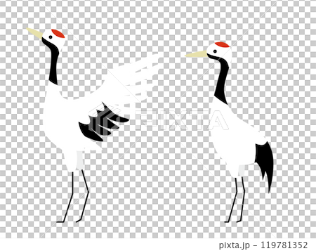 横向きの鶴のシンプルなイラスト素材 横向きの鶴のシンプルなイラスト素材 119781352