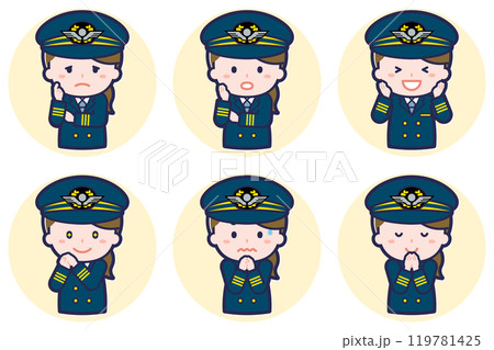 パイロットの女性のポーズセット_04 119781425