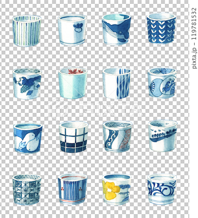 Watercolor: Teacup set Watercolor: Teacup set 119781532