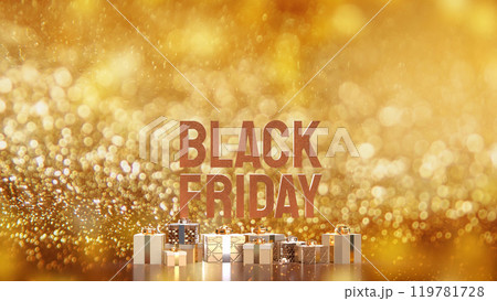 The Black Friday text and Gift box for promotion or discount concept 3d rendering. The Black Friday text and Gift box for promotion or discount concept 3d rendering. 119781728