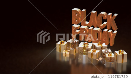 The Black Friday text and Gift box for promotion or discount concept 3d rendering. 119781729