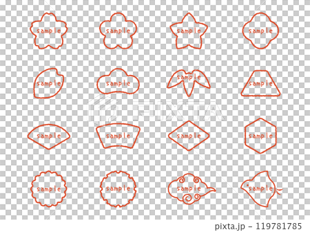 A set of 16 simple hand-drawn Japanese frames 119781785