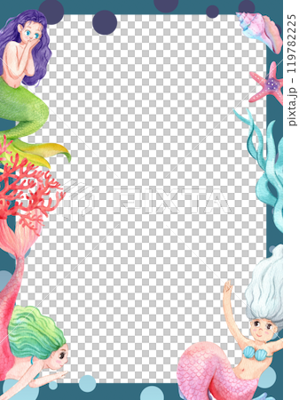 Exploring Ocean BiodiversityFrame Design, Watercolor Hand-Drawn Illustration Exploring Ocean BiodiversityFrame Design, Watercolor Hand-Drawn Illustration 119782225