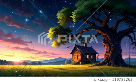 Beautiful natural scenery at night  119782262
