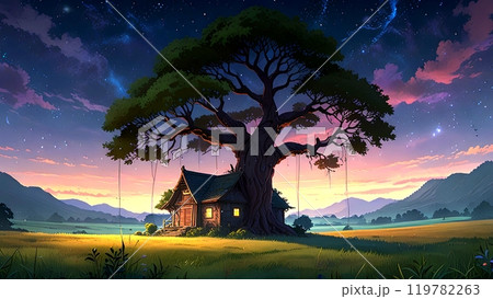 Beautiful natural scenery at night  119782263