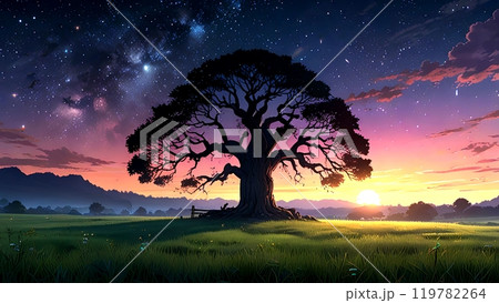 Beautiful natural scenery at night  119782264