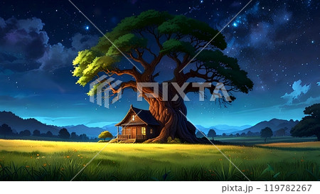 Beautiful natural scenery at night  119782267