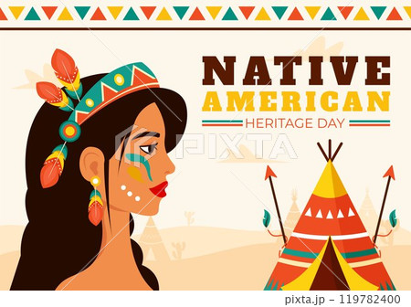 Native American Heritage Day Vector Illustration Celebrating Indigenous Tribal Culture and Traditions in a Flat Style Cartoon Background 119782400