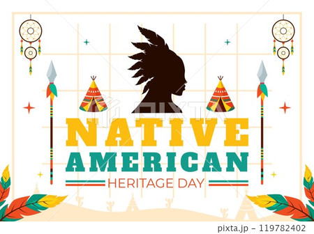 Native American Heritage Day Vector Illustration Celebrating Indigenous Tribal Culture and Traditions in a Flat Style Cartoon Background Native American Heritage Day Vector Illustration Celebrating Indigenous Tribal Culture and Traditions in a Flat Style Cartoon Background 119782402