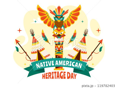 Native American Heritage Day Vector Illustration Celebrating Indigenous Tribal Culture and Traditions in a Flat Style Cartoon Background Native American Heritage Day Vector Illustration Celebrating Indigenous Tribal Culture and Traditions in a Flat Style Cartoon Background 119782403