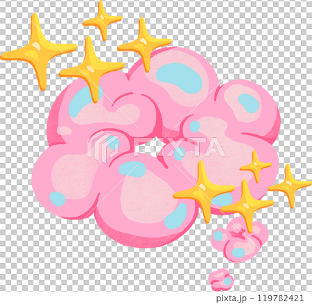 pink cloud explosion with yellow star flash,digital paiting illustration pink cloud explosion with yellow star flash,digital paiting illustration 119782421