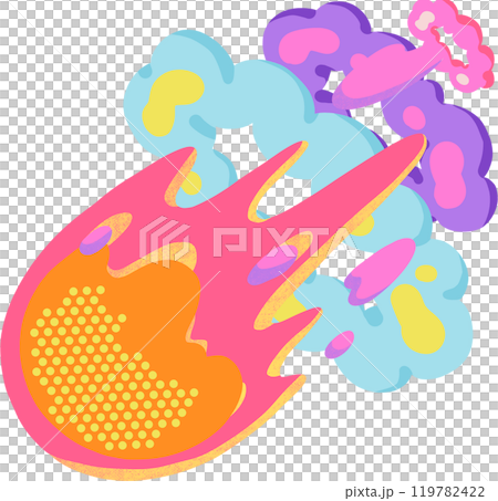 meteor explosion smoke cloud,digital paiting illustration 119782422