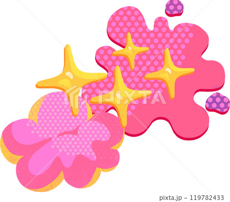pink bubble banner with yellow star,digital paiting illustration 119782433