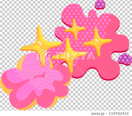 pink bubble banner with yellow star,digital paiting illustration 119782433