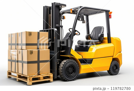 3D Forklift truck on white isolated background. 119782780