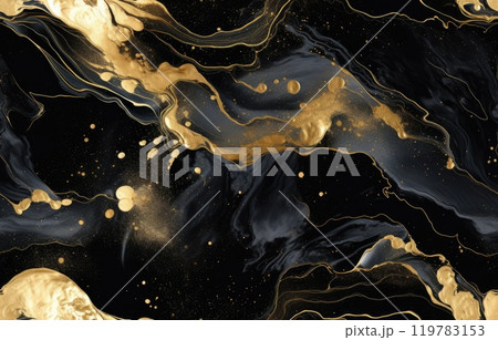 black marble with golden veins ,Black marbel natural pattern for background, abstract black white and gold 119783153