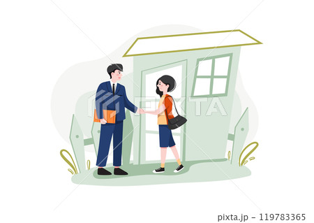 Mortgage Loan. People borrowers buying home. Mortgage Loan. People borrowers buying home. 119783365