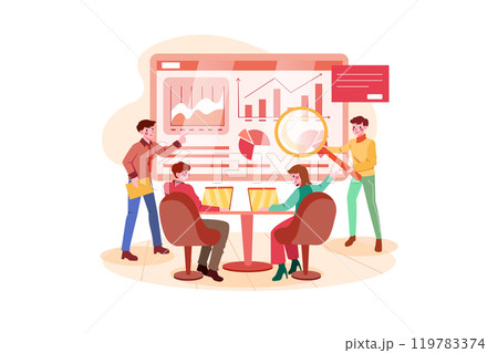 Marketing Team Discussing Market Trends In Meeting. Marketing Team Discussing Market Trends In Meeting. 119783374