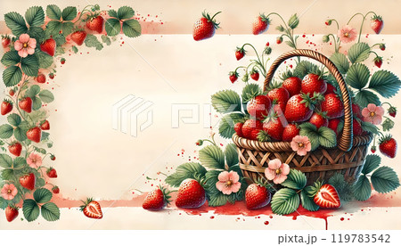 イチゴのフレーム素材；テキストスペース有り 119783542