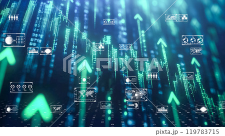 データパネルを備えたデジタル金融成長の視覚化 データパネルを備えたデジタル金融成長の視覚化 119783715
