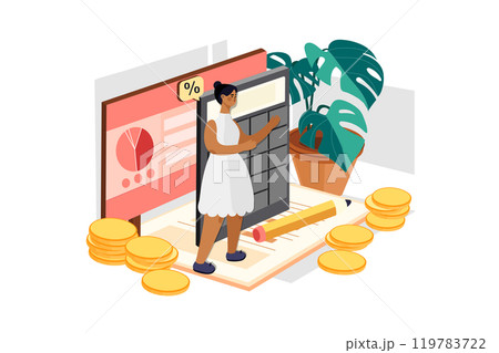 Accountant Lady Showing Calculator 119783722