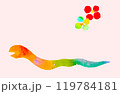 年賀状　巳年　ヘビとウメの花　1　 119784181