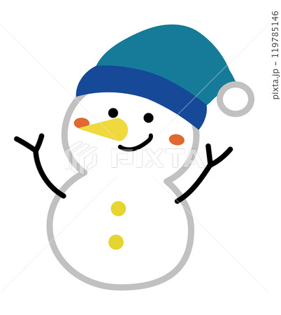 帽子のかわいい雪だるまのイラスト 119785146