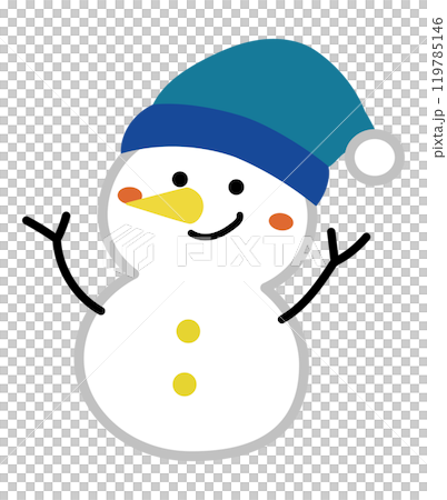帽子のかわいい雪だるまのイラスト 119785146
