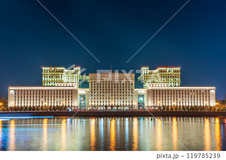 Night view of the Ministry of Defence of Russian Night view of the Ministry of Defence of Russian 119785239