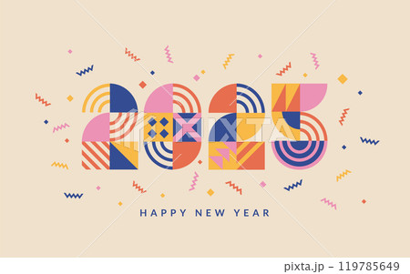 2025 New Year banner with isolated numbers 2025 New Year banner with isolated numbers 119785649