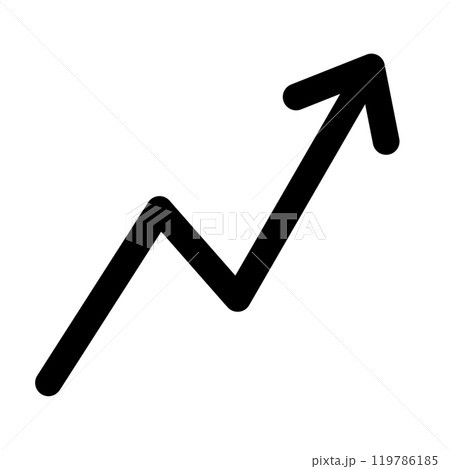 ジグザグしながら上昇する矢印（黒） 119786185