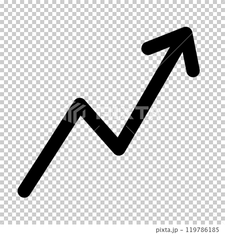 ジグザグしながら上昇する矢印（黒） 119786185