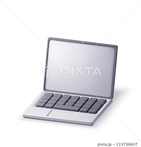 3D cartoon laptop computer isolated. 119786607
