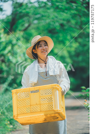 農家と収穫資材 農家と収穫資材 119787175