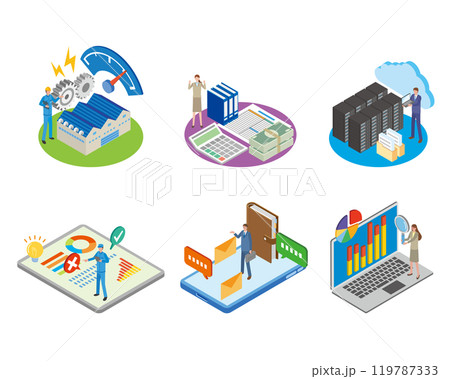 企業内各部署のイメージイラスト 企業内各部署のイメージイラスト 119787333