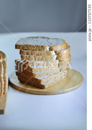 whole wheat sesame bread or whole wheat bread with black sesame ,whole wheat bread 119787530